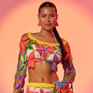 Floral Fields Crochet Sweater  - NWT